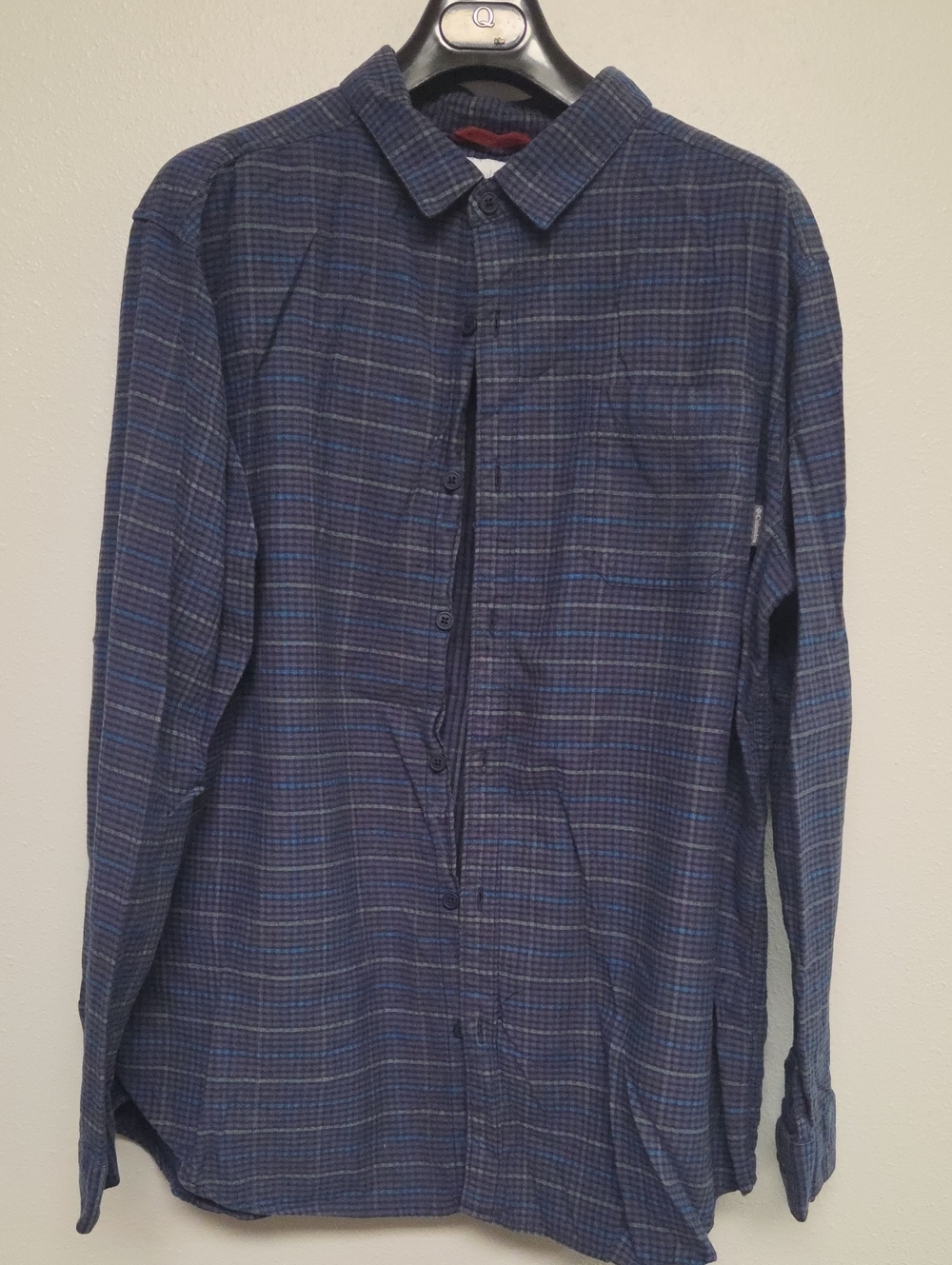 Columbia Navy and Blue Plaid Button-Down Shirt